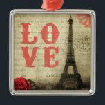 Vintage Paris | Pink Metal Tree Decoration<br><div class="desc">Vintage Eiffel Tower image in Paris,  France. An old French love letter is faded in the background.</div>