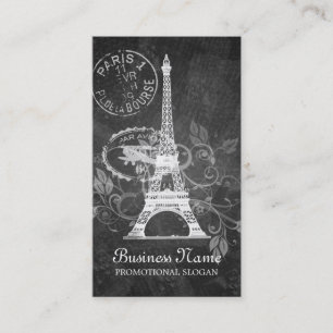 Vintage Paris Postcard Black Business Card