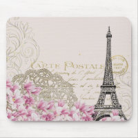 Vintage Paris Postcard & Pink Florals