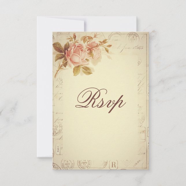 Vintage Paris Postmarks Chic Roses RSVP (Front)