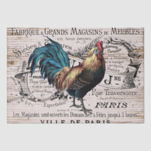 Vintage Paris rooster any purpose party tissue Paper
