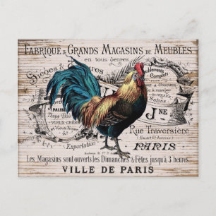 Vintage Paris rooster country postcard