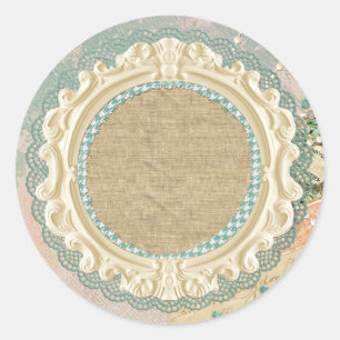 Vintage Paris Shabby Chic French Frame Boutique Classic Round Sticker