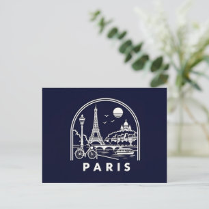 Vintage Paris Skyline Retro French Travel . Holiday Postcard