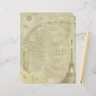 Vintage Paris Themed Scrapbook Paper