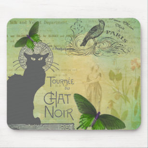 Vintage Paris Tour of Chat Noir Collage  Mouse Pad