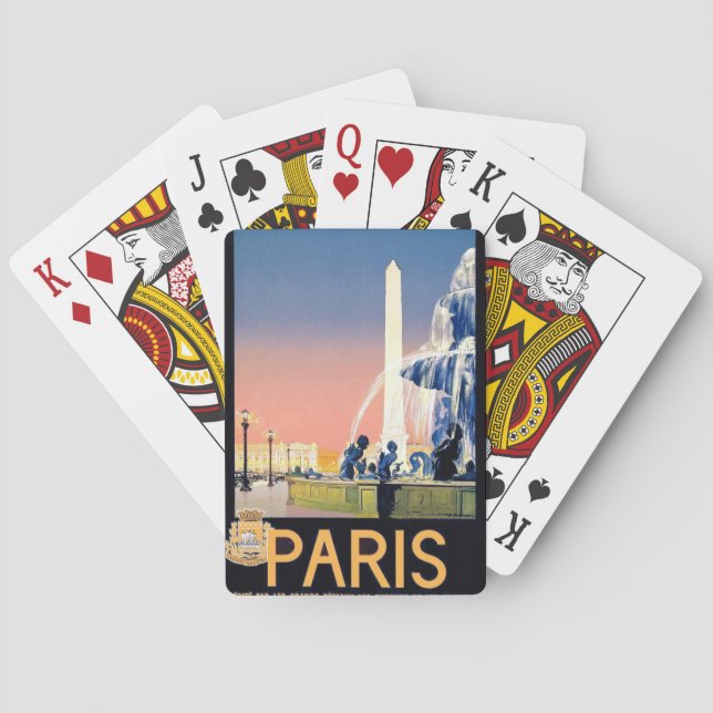 Vintage Paris Travel Advertisement Playing Cards (Back)