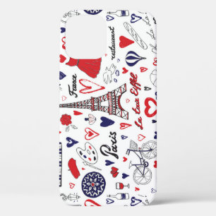 Vintage Paris: Travel Line Pattern iPhone 12 Case