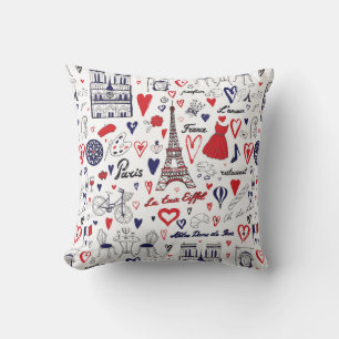 Vintage Paris: Travel Line Pattern Cushion