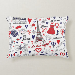 Vintage Paris: Travel Line Pattern Decorative Cushion