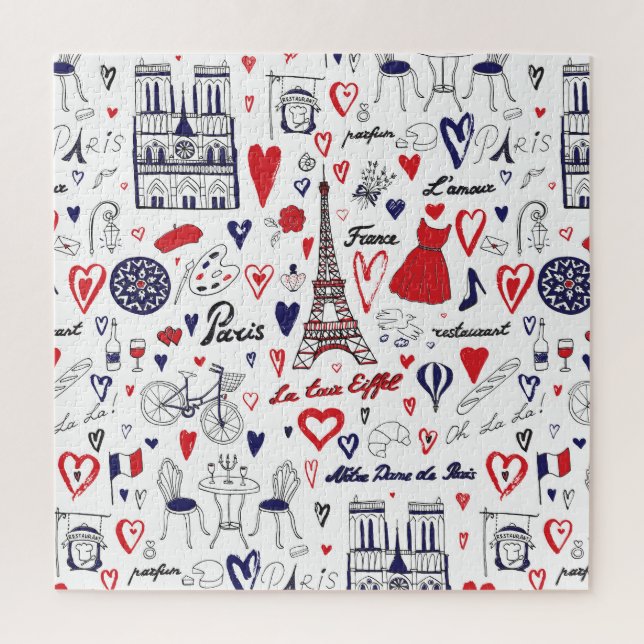 Vintage Paris: Travel Line Pattern Jigsaw Puzzle (Vertical)