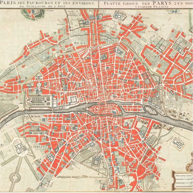 Vintage Paris travel map. Old city. Retro France (Front)