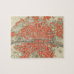 Vintage Paris travel map. Old city. Retro France Jigsaw Puzzle