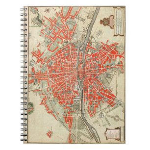 Vintage Paris travel map. Old city / Retro France Notebook