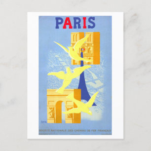 Vintage Paris Travel Poster Postcard