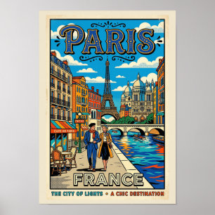 Vintage Paris Travel Poster - The City of Lights