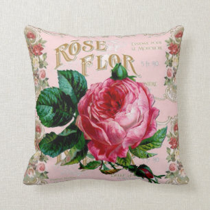 Vintage Paris Typography, Rose countrycottage Cushion