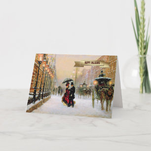 Vintage Parisian Scene Christmas Cards