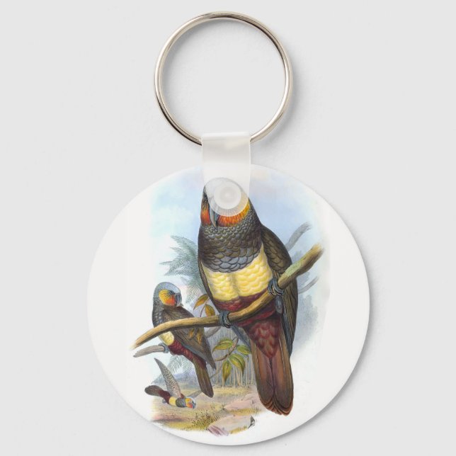 Vintage Parrot Bird PE_GC Basic Button Keychain (Front)