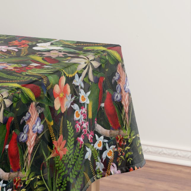 Vintage Parrot Jungle 1 Pattern Tablecloth (In Situ)