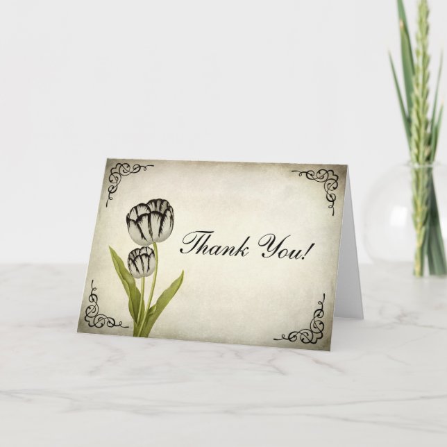 Vintage Parrot Tulip Thank You Card (Front)