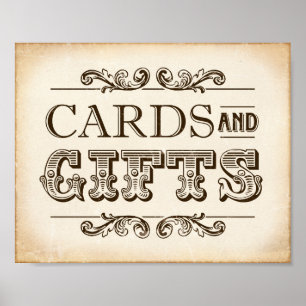 Vintage Party CARDS AND GIFTS Sign Print