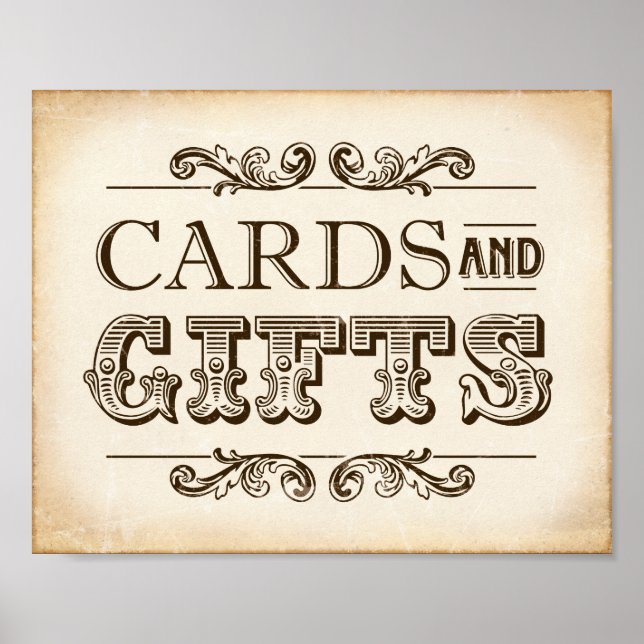 Vintage Party CARDS AND GIFTS Sign Print (Front)