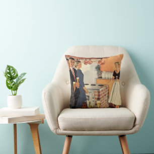 Vintage Party in the Kitchen, Beer and Appetizers Cushion