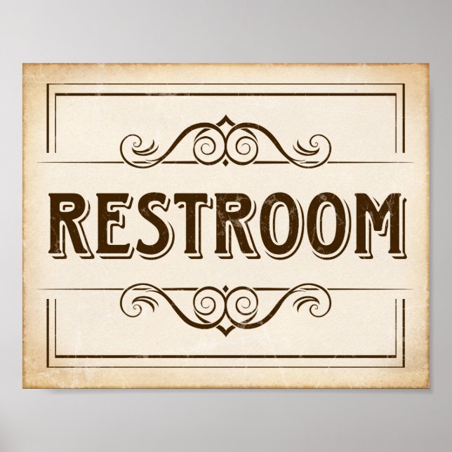 Vintage Party RESTROOM Sign Print (Front)