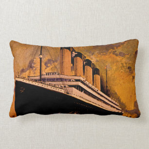Vintage Passenger Ocean Liner Titanic Cunard Lumbar Cushion
