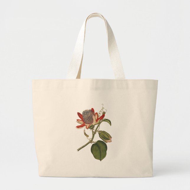 Vintage Passion Flower Large Tote Bag (Front)