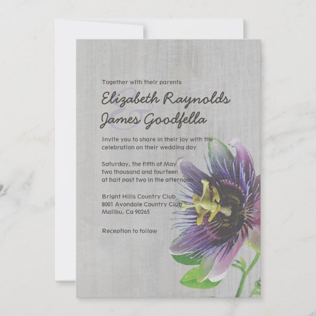 Vintage Passion Flowers Wedding Invitations (Front)