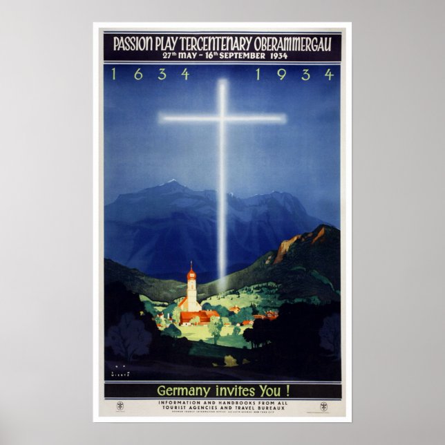 Vintage Passion Play Oberammergau Bavaria, Germany Poster (Front)