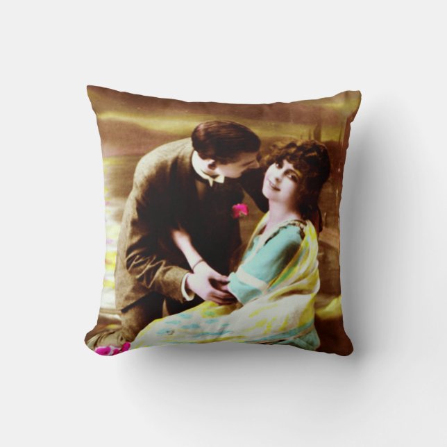 Vintage Passionate Lovers Valentine Pillow (Front)