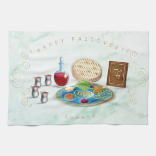 Vintage Passover Seder Kosher Pesach Decorative Tea Towel