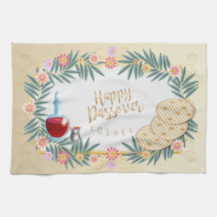 Vintage Passover Seder Kosher Pesach Decorative Tea Towel