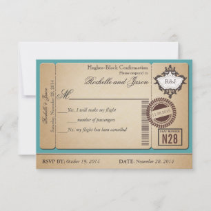 Vintage Passport Ticket RSVP Card