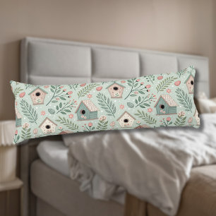 Vintage Pastel Birdhouses with Floral Blooms Body Cushion