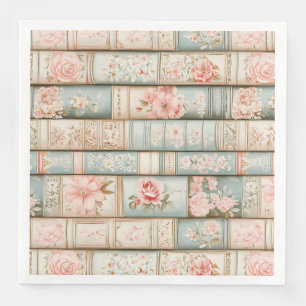Vintage pastel book stacks napkin