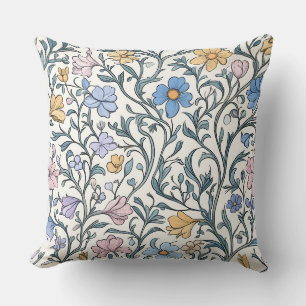 Vintage Pastel Botanical Floral Pattern Cushion
