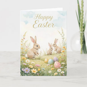 Vintage Pastel Bunny Easter Springtime Holiday Card