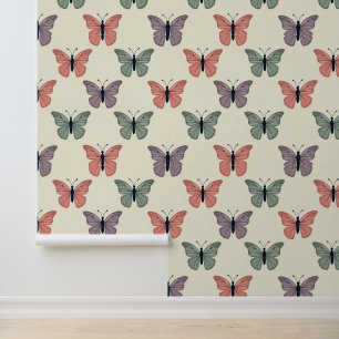 Vintage Pastel Butterfly Pattern Wallpaper