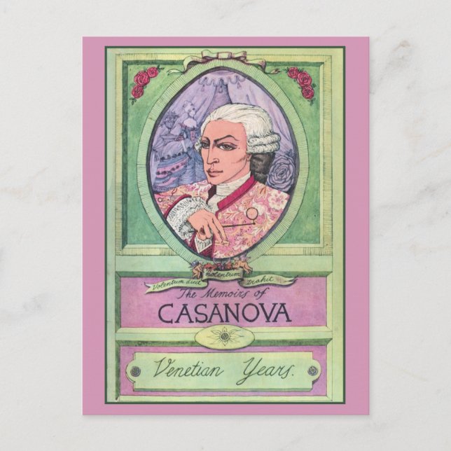 Vintage pastel coloured Casanova portrait Postcard (Front)