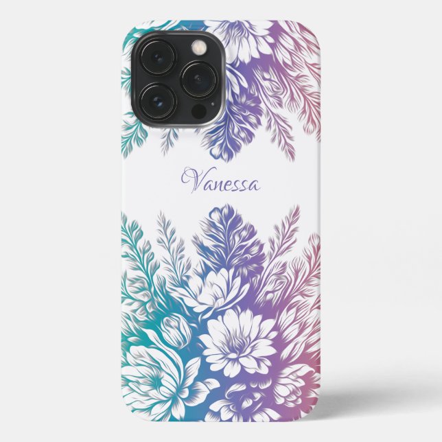 Vintage Pastel Colourful Floral Design iPhone Case (Back)