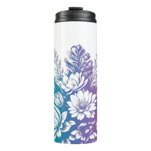 Vintage Pastel Colourful Floral Design Thermal Tumbler (Front)