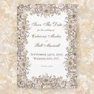 Vintage Pastel Daisy Floral Save The Date Card