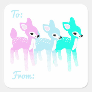 Vintage Pastel Deer Cute Christmas Gift Tag