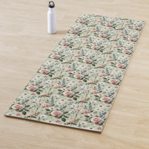 Vintage Pastel Floral Botanical Pattern Yoga Mat