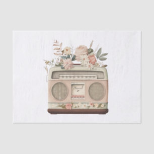 Vintage Pastel Floral Radio Art for Decoupage Tissue Paper
