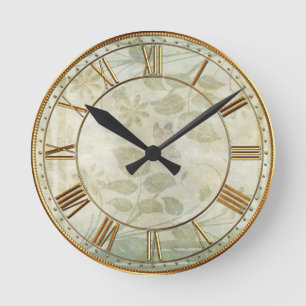 Vintage Pastel Floral Wedding Round Clock